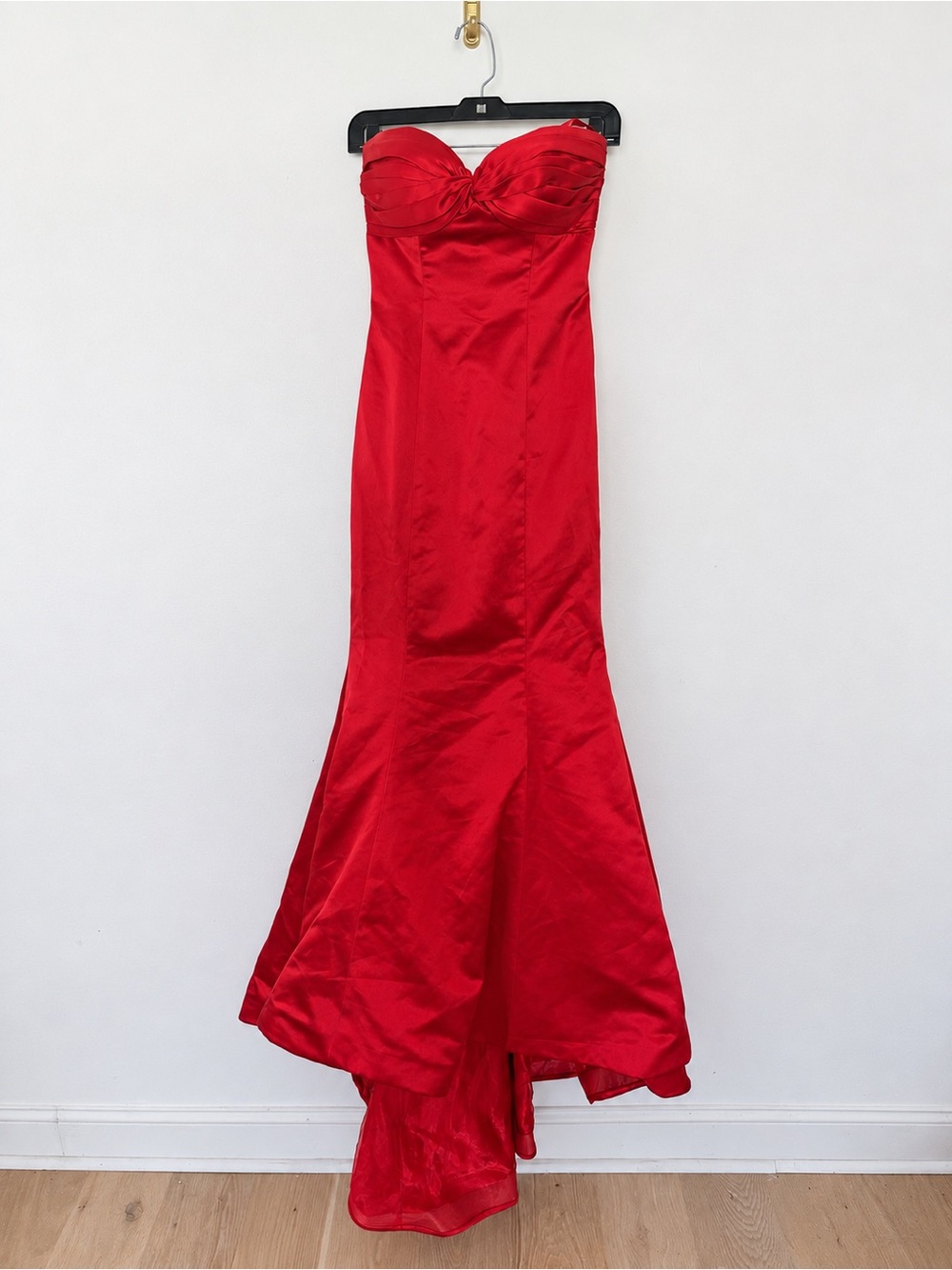 Sherri Hill Red Satin Strapless Mermaid Prom Pageant Gown Sweetheart Dress 2